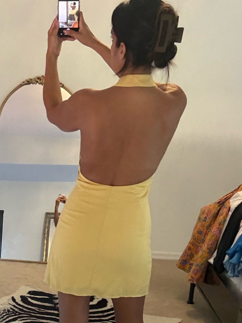Yellow Halter-Back Mini Skirt - Women's Summer Halter Skirt